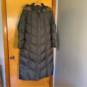 London Fog Long Puffer Jacket Coat Large Gray